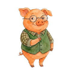 Truffles the pig with a gentle, reassuring smile